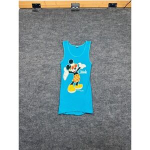 Vintage Velva Sheen Mickey Mouse Colorado Tank Top Blue Ribbed Graphic Medium